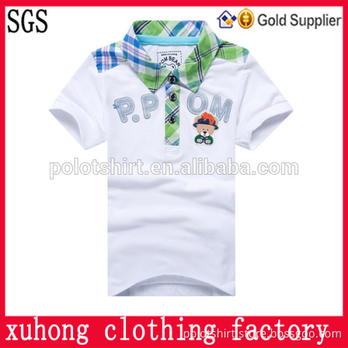 Solid color OEM polo shirt white embroidery for children